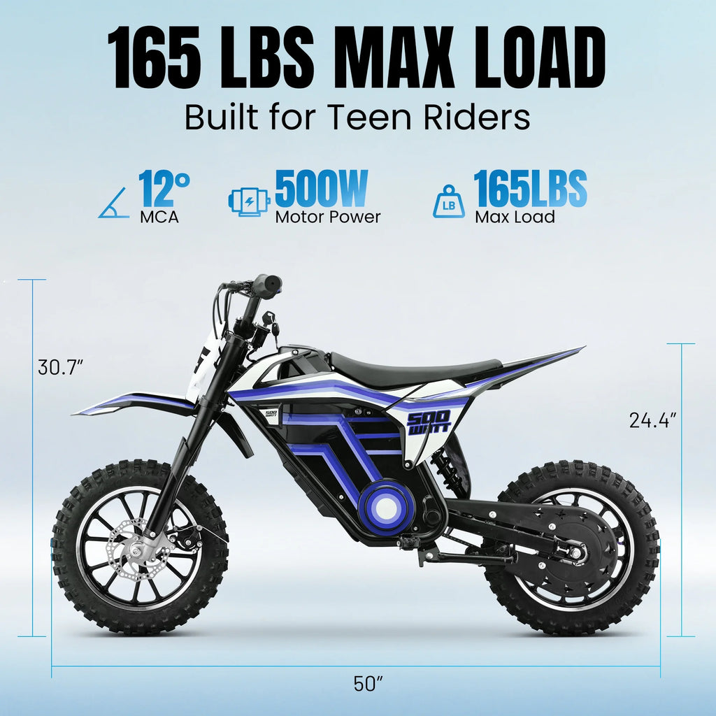 Electric Dirt Bike for Teens Adults, 500W Electric-Motorcycle Mountain Off-Road EBike