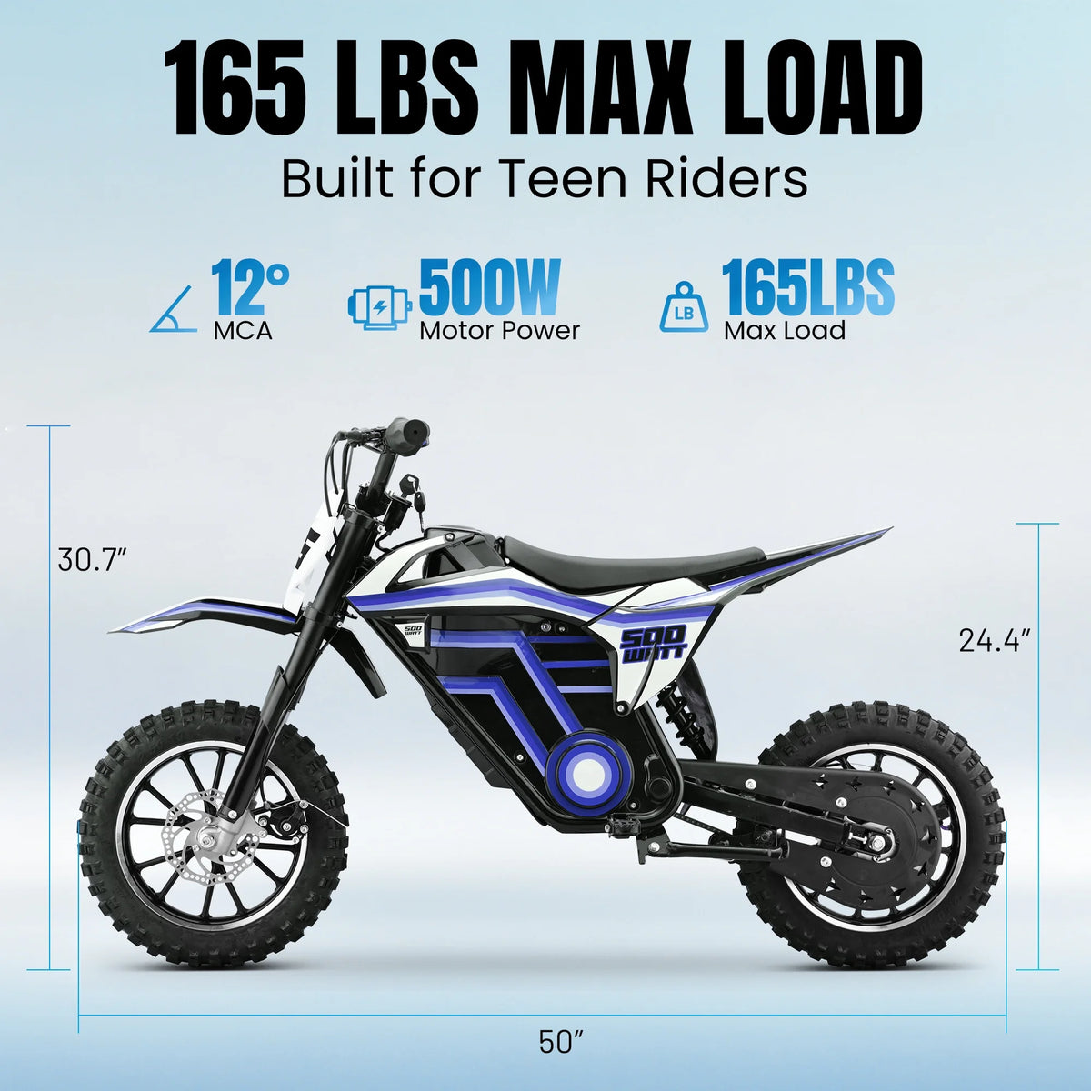 Electric Dirt Bike for Teens Adults, 500W Electric-Motorcycle Mountain Off-Road EBike