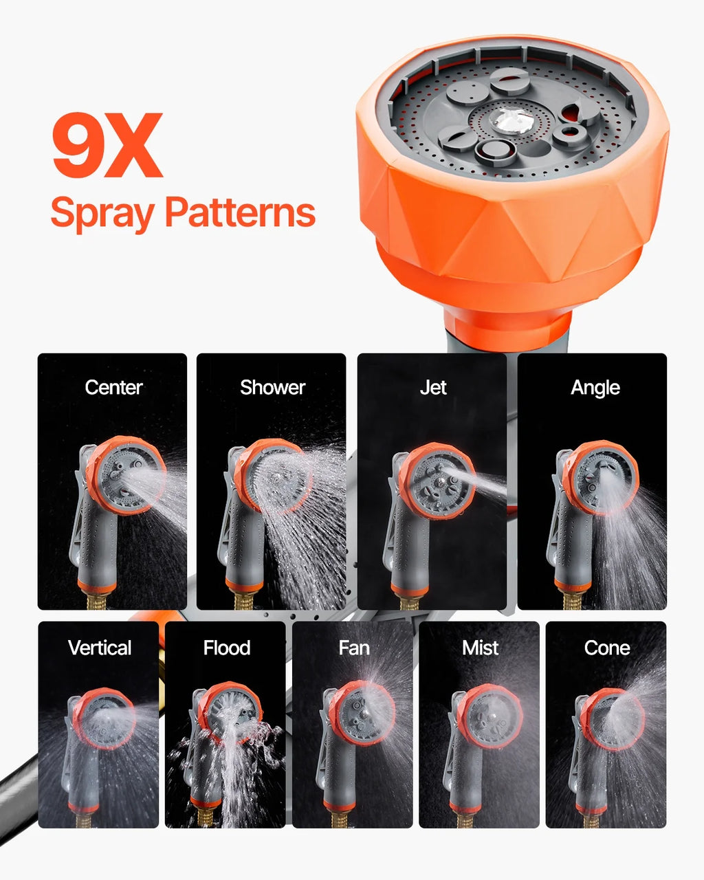 VEVOR Retractable Garden Hose Reel, 1/2 Inch x 145 ft Wall Mounted Hose Reel, Heavy Duty Garden Hose Reel with 9 Patterns Nozzle, Any Length Lock, Upgraded Slow Return System and 180 Swivel Bracket