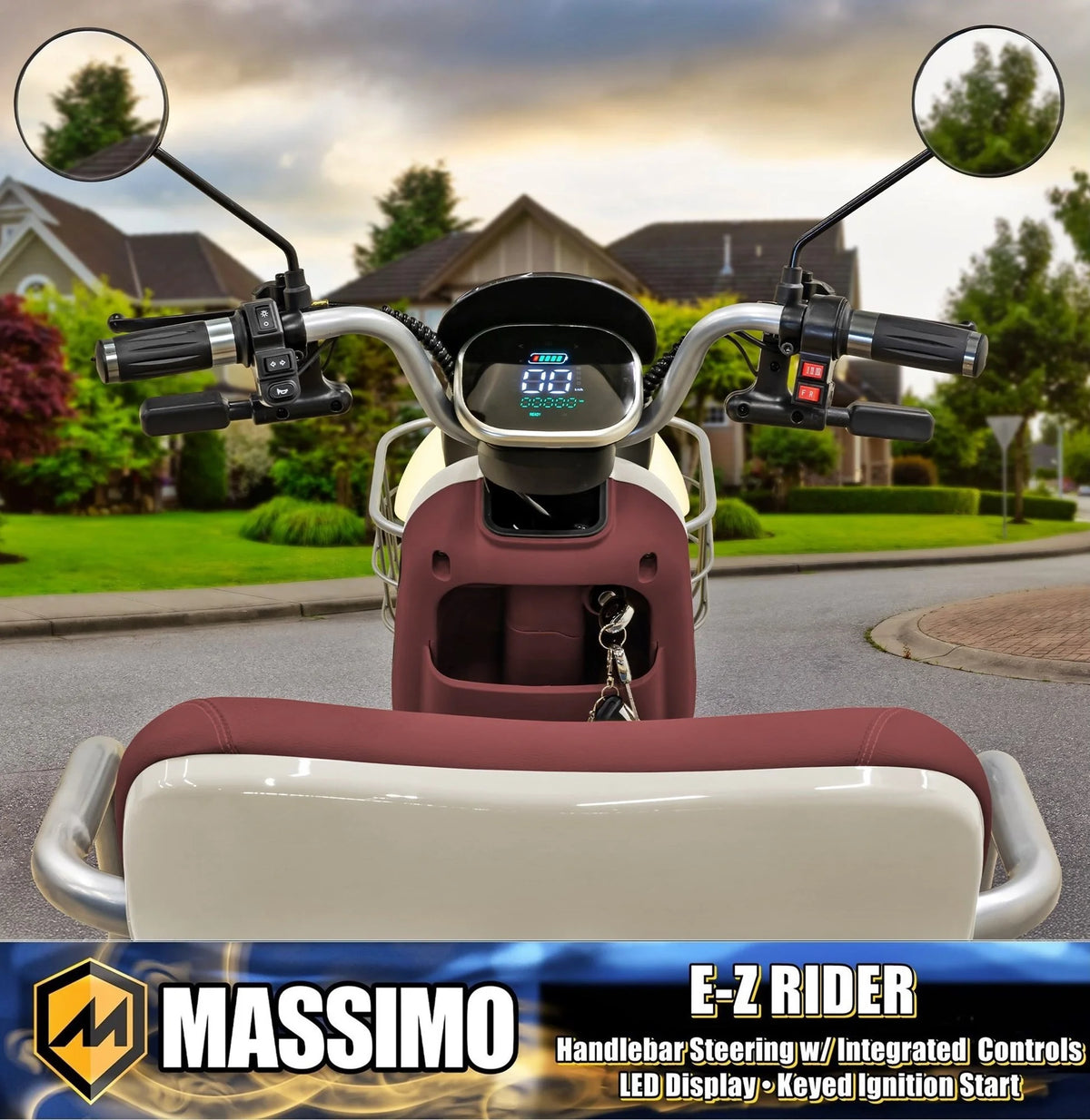 Massimo MGC E-Trike 3-Wheel Electric Cart 17 MPH, 2-Seater Adult Scooter Blue