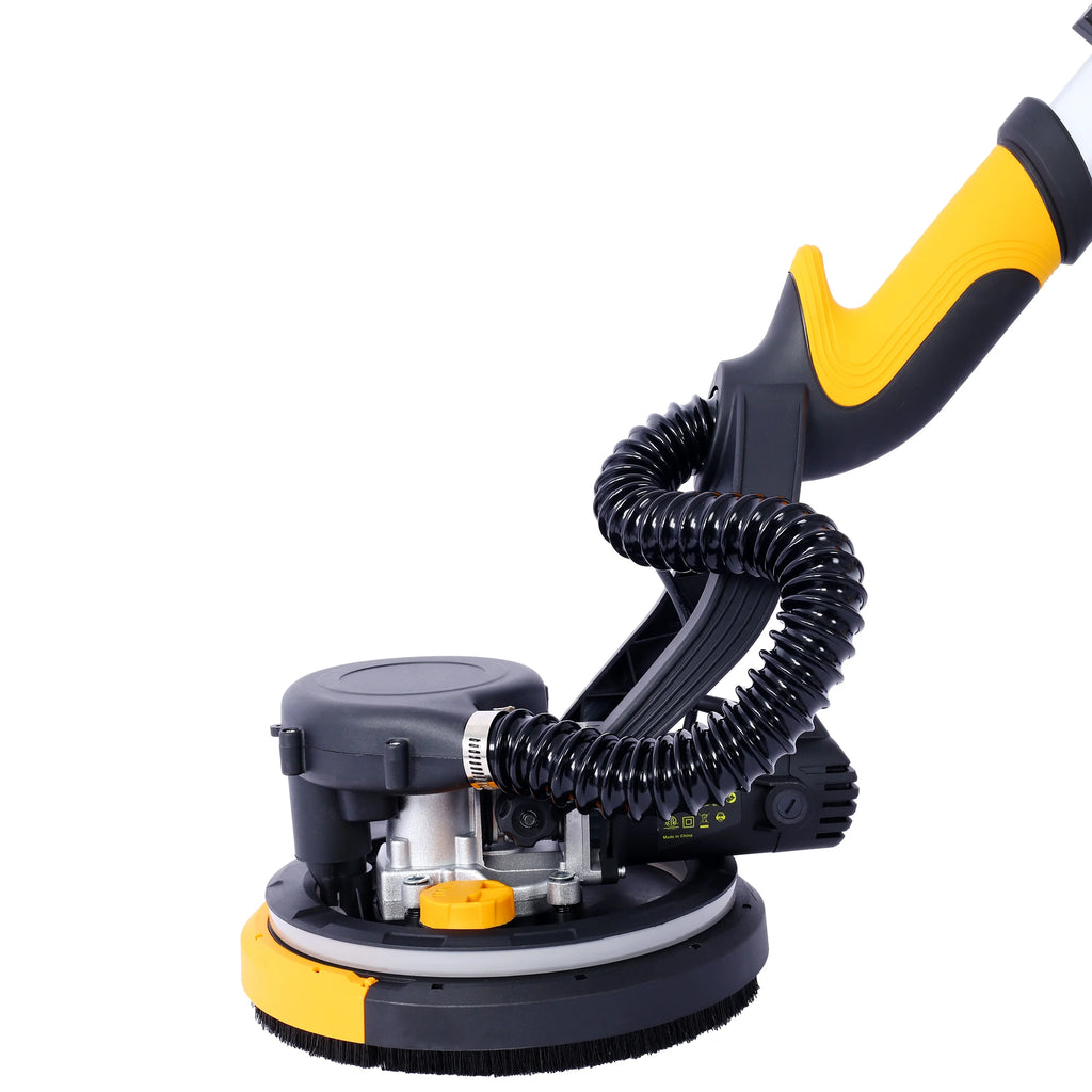 Electric Drywall Sander with Vacuum, 780W Power Sander for Drywall Dustless Floor Sander with Variable Speed 900-1800RPM, LED Light, Extendable, Foldable Handle, 4M Power Cable, Yellow+Black