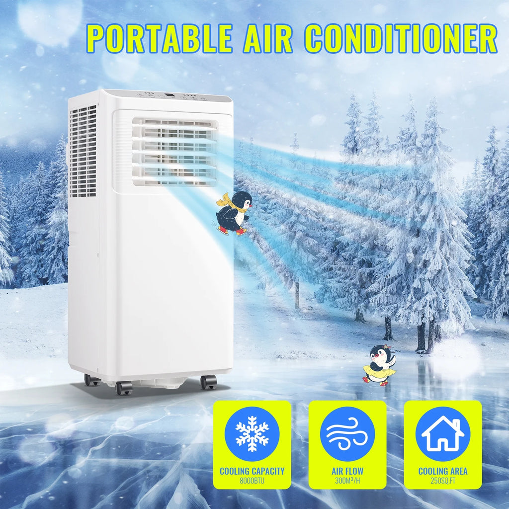 TACOOL Portable Air Conditioner 8000 BTU Portable Ac Unit up to 250 Sq, 3 IN 1 with Remote Control, All White, New