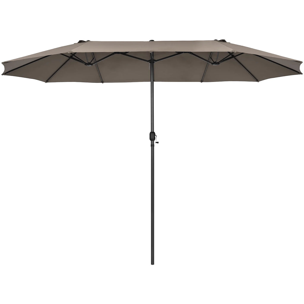 Costway 15ft Beige Patio Double-Sided Umbrella, Crank Lift