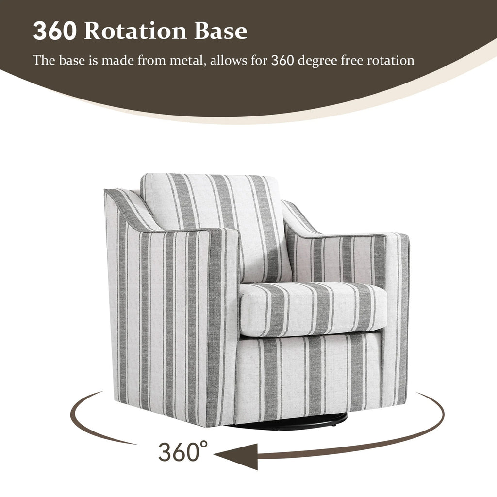 Swivel Accent Chair for Living Room, Modern Upholstered Barrel Arm Chair with Plump Back Pillow, Comfy Club Sofa Reading Chair for Adults (Chenille Navy, Set of 1)