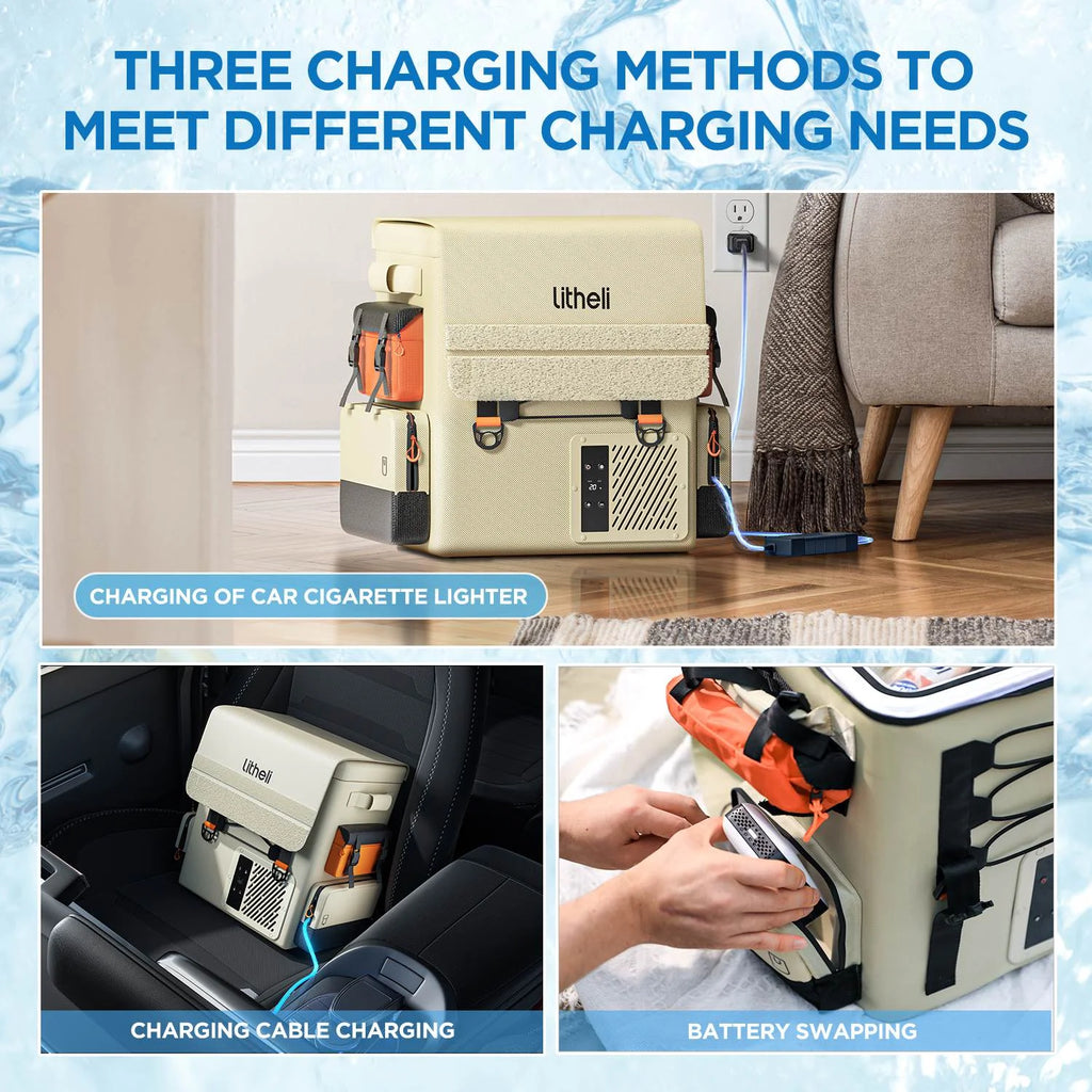 Litheli 16L Backpack Refrigerator,  55W Portable Electric Fridge Freezer Compressor Cooler for Fast Cooling Down to -4°F  with Ergonomic Backpack Design for Camping Car RV Home