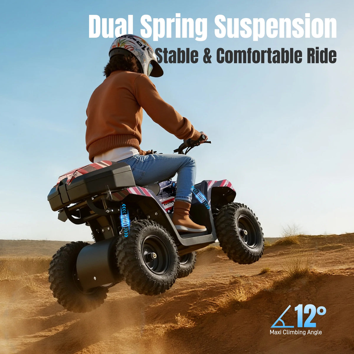 All-Terrain 25 Miles Ride on Toys,Arshin Powerful Kids Toy Vehicle,15.5 mph Variable Speeds,Parent Control,Suspension,Disc Brake,Suspension,Perfect Gift(Blue)