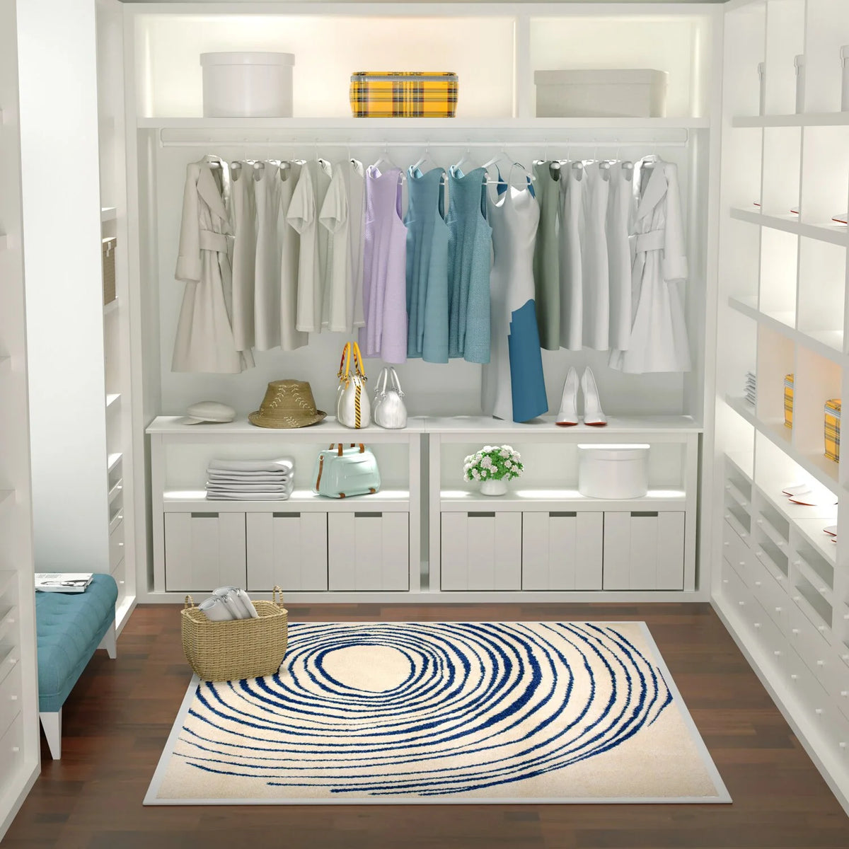Homfa Kids Toy Storage, Cubes Storage Bins with 3 Drawers, White Toy Box with Shelves and Wheels