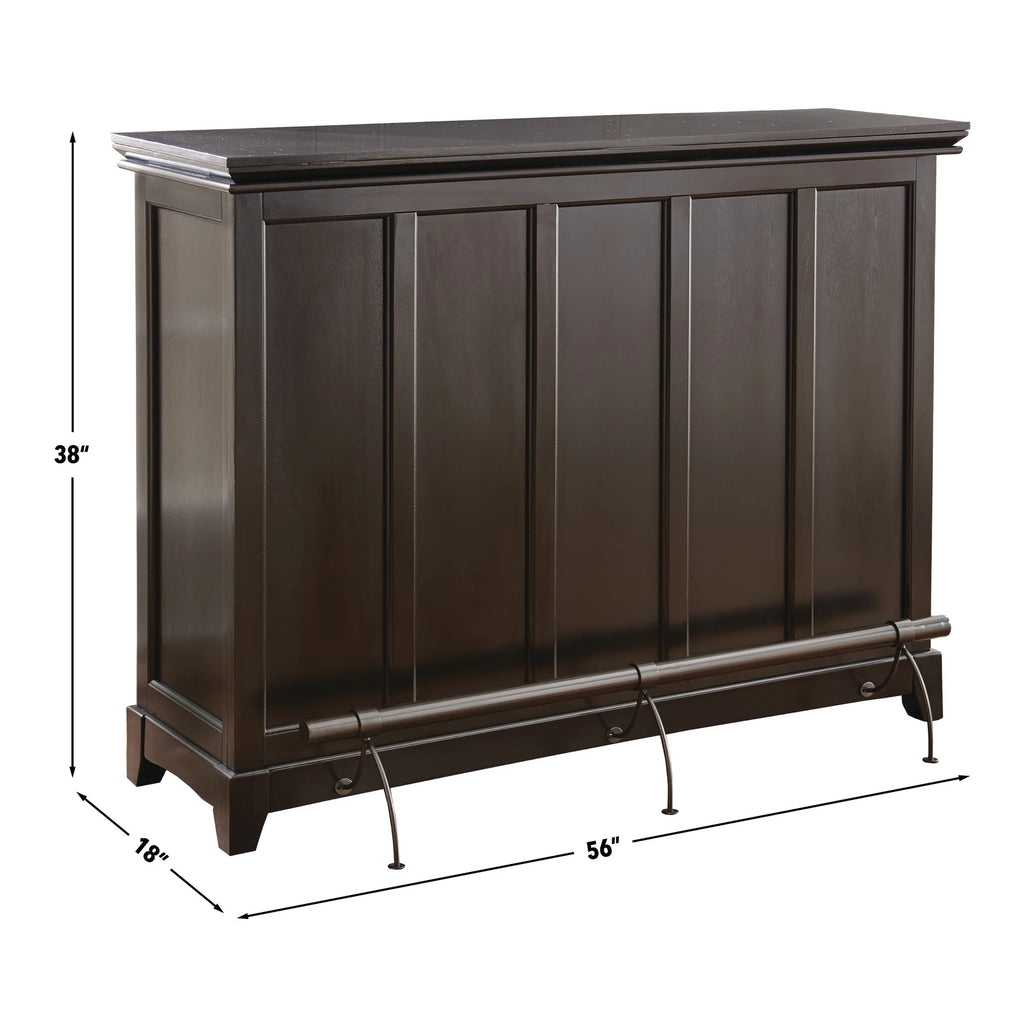 Steve Silver Garcia Pub Style Traditional Home Bar with Silverstone Top, Black