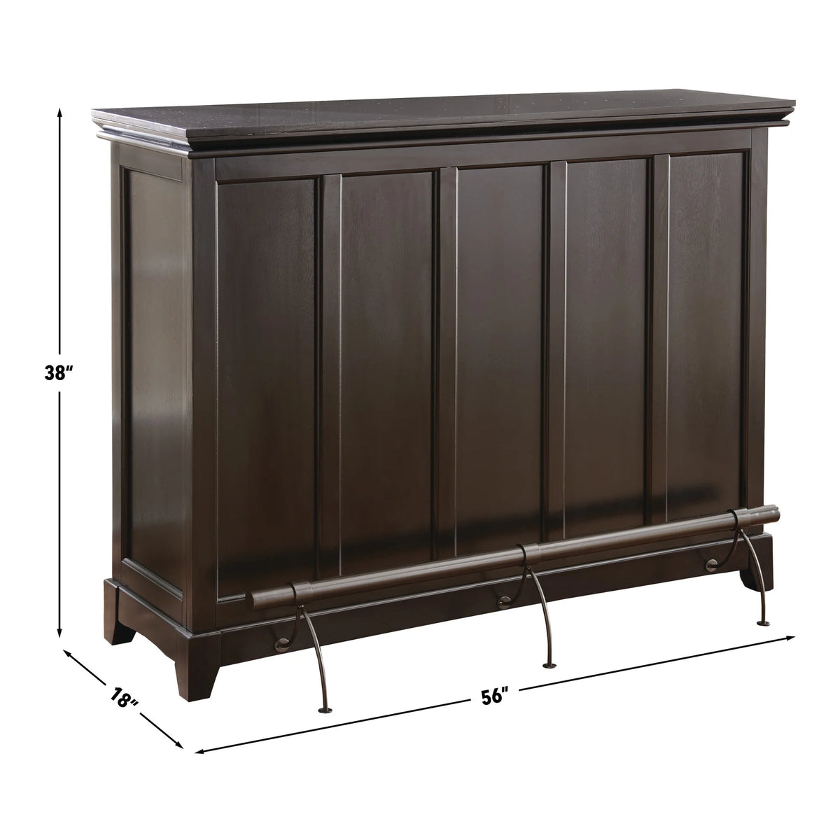 Steve Silver Garcia Pub Style Traditional Home Bar with Silverstone Top, Black