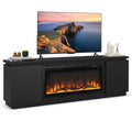 Costway Fireplace TV Stand for TVs up to 80" with Electric Fireplace 3 Adjustable Shelves Black