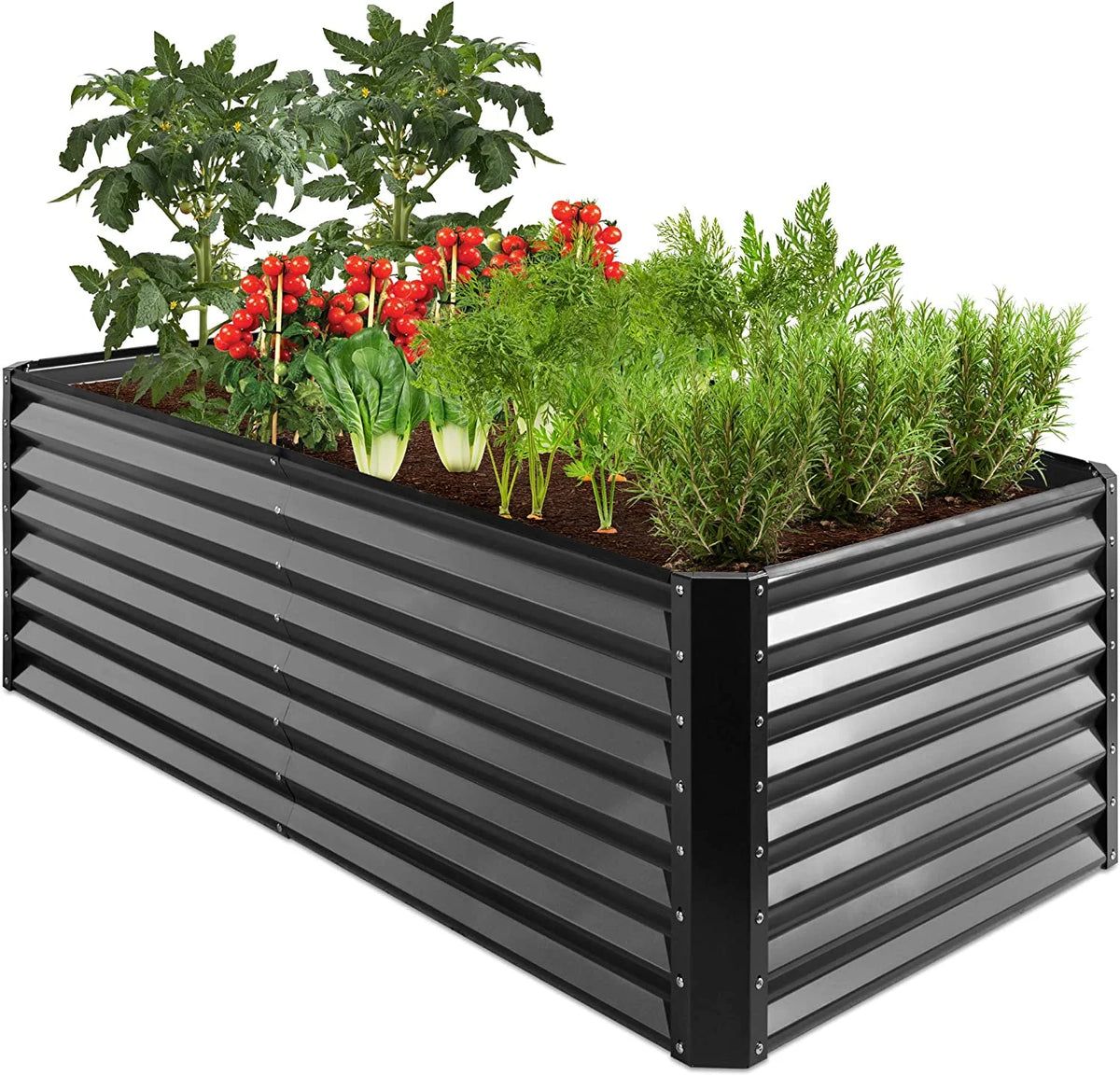 Gloaa 6x3x2ft Outdoor Metal Raised Garden Bed, Deep Root Box Planter for Vegetables, Flowers, Herbs, and Succulents w/ 269 Gallon Capacity Sage Green