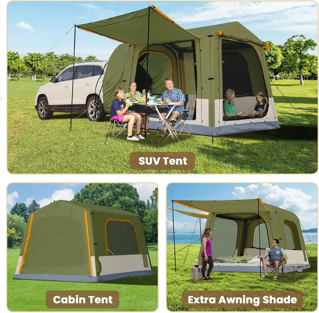 Inflatable Tents for Camping, Blow Up Tent with Canopy, Easy Setup Inflatable Camping Tent with Stove Jack, Waterproof Oxford Air Glamping Tents for Camping Adult 8-10 Person