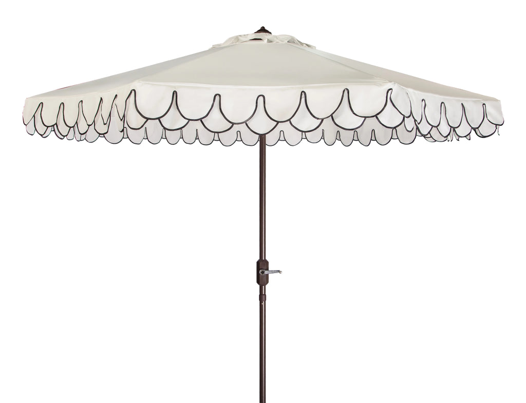 SAFAVIEH Outdoor Collection Elegant Valance 9-Foot Tilt Umbrella Navy / White