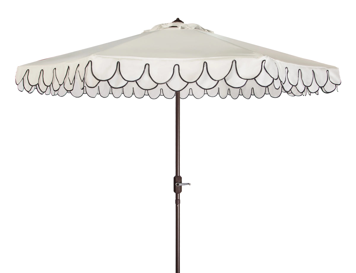 SAFAVIEH Outdoor Collection Elegant Valance 9-Foot Tilt Umbrella Navy / White
