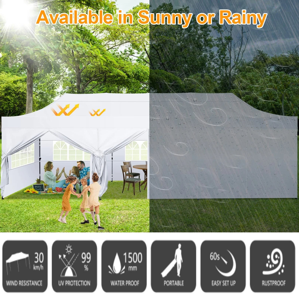 COBIZI 10x20 Heavy Duty Pop up Canopy Tent with 6 sidewalls Easy Up Commercial Outdoor Canopy Wedding Party Tent for Beach All Season Wind & Waterproof Gazebo with Roller Bag,Black(Frame Thickened)