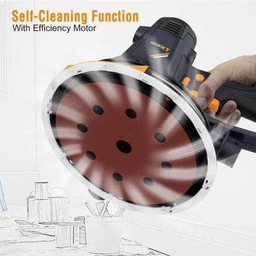Drywall Sander with Vacuum Dust Collection, 6 Variable Speed Foldable Telescopic Electric Wall Sander, Popcorn Ceiling Removal Tool, 1900RPM Power Sander Tool, LED Light, 18Pcs Sanding Discs