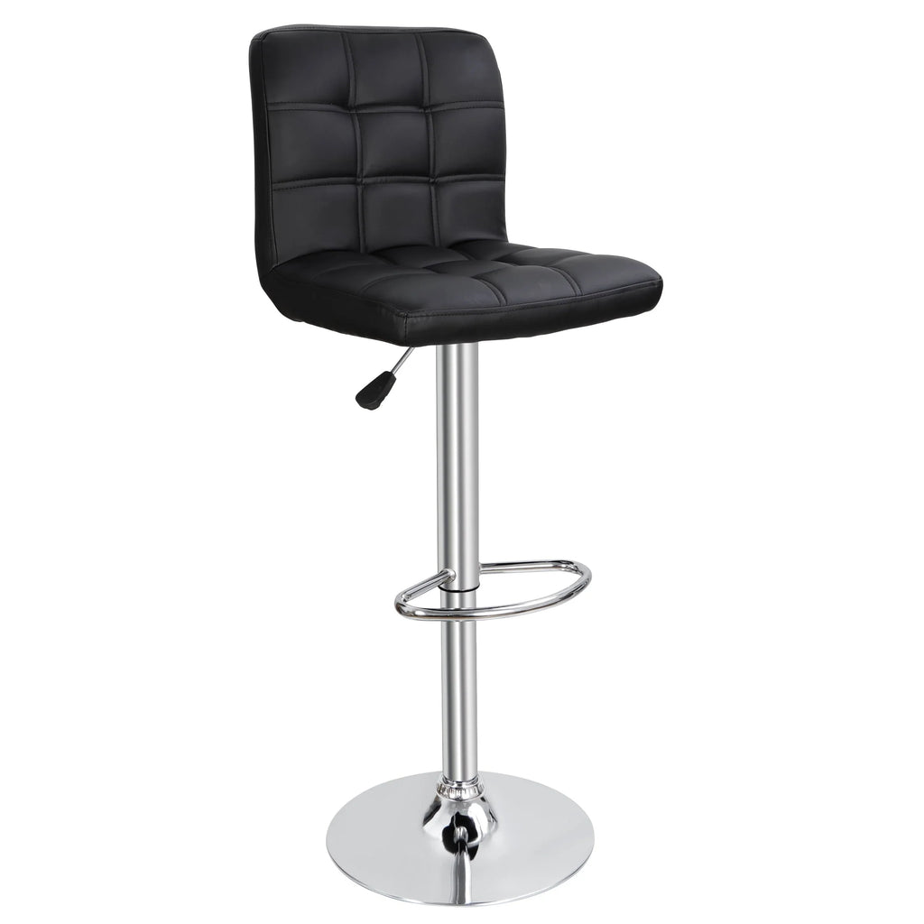 ZENY Set of 4 Bar Stool Soft Cushion Metal Frame 24-32" Swivel Chair, Black