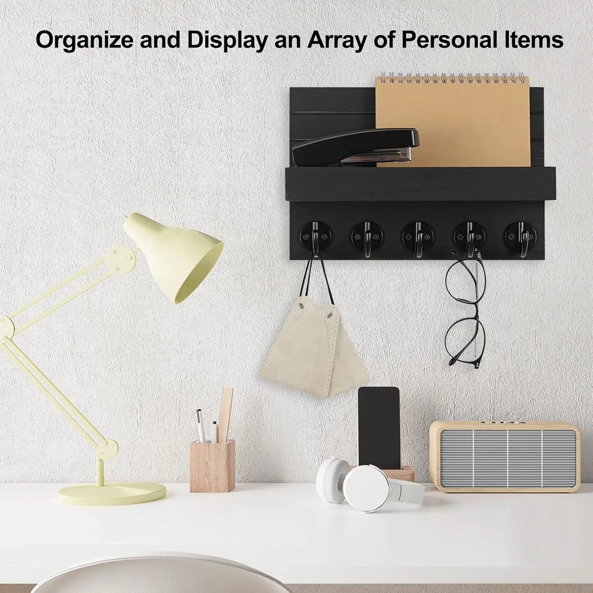 Key Holder with Shelf and Hooks