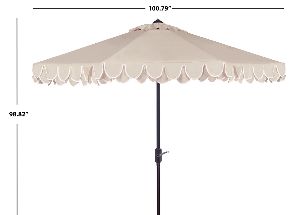 SAFAVIEH Outdoor Collection Elegant Valance 9-Foot Tilt Umbrella Navy / White