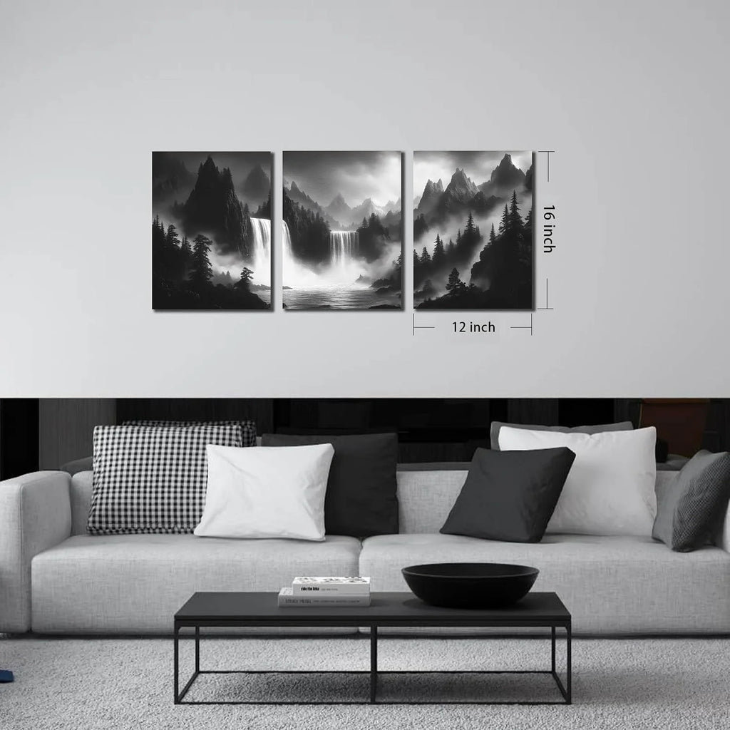 Black and White Foggy Forest Wall Art