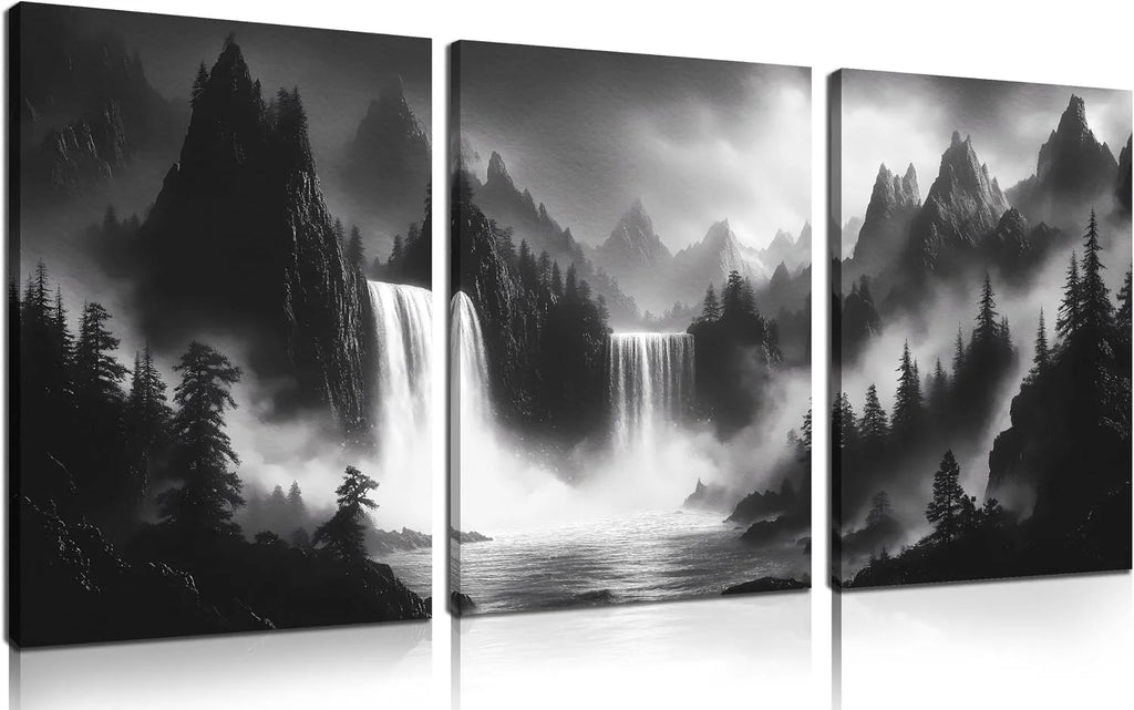 Black and White Foggy Forest Wall Art