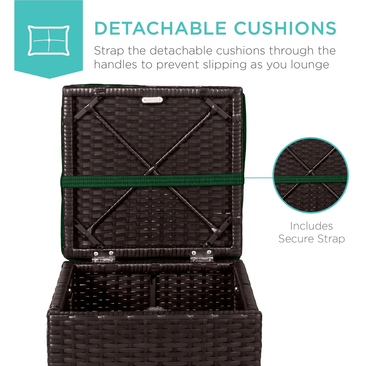 Best Choice Products Set of 2 Wicker Ottomans, Multipurpose Furniture w/ Removable Cushions - Brown/Beige
