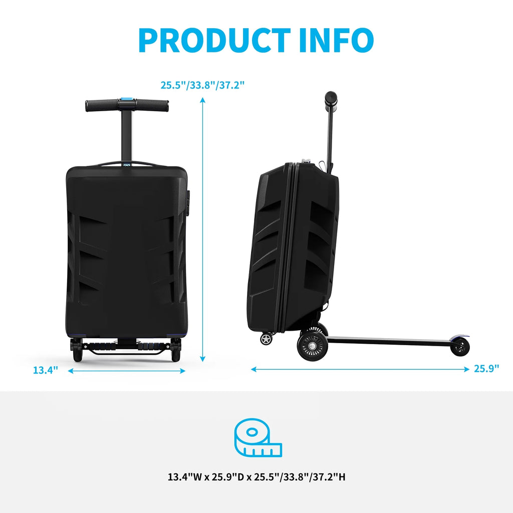 TABU Scooter Luggage for Kids & Adults, Carry on Luggage with Wheels for Kids Ages 6-15,Blue