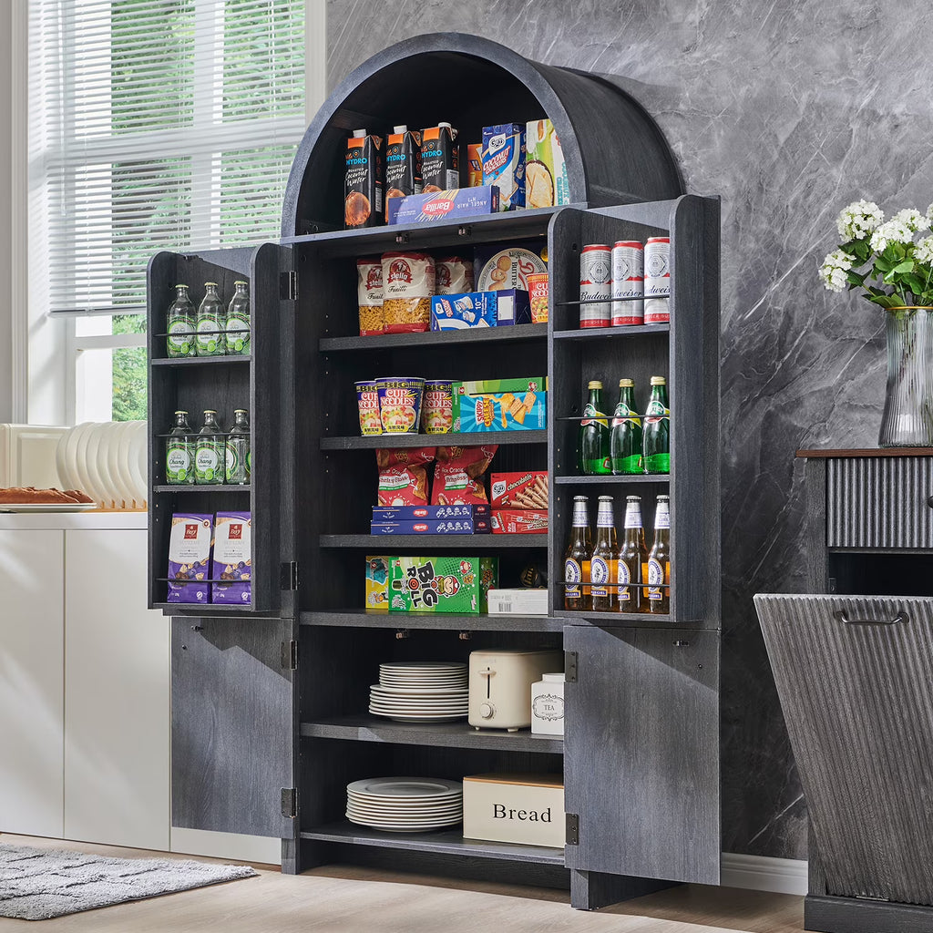 IFGET 71" Tall Arched Kitchen Pantry Storage Cabinet, Large Storage Cabinet with Adjustable Shelves, Pantry Cabinet for Kitchen, Dining Room