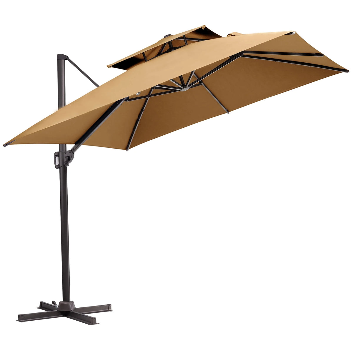 Pellebant 10 ft. x 10 ft. Square Double Top Patio Cantilever Umbrella, Navy Blue