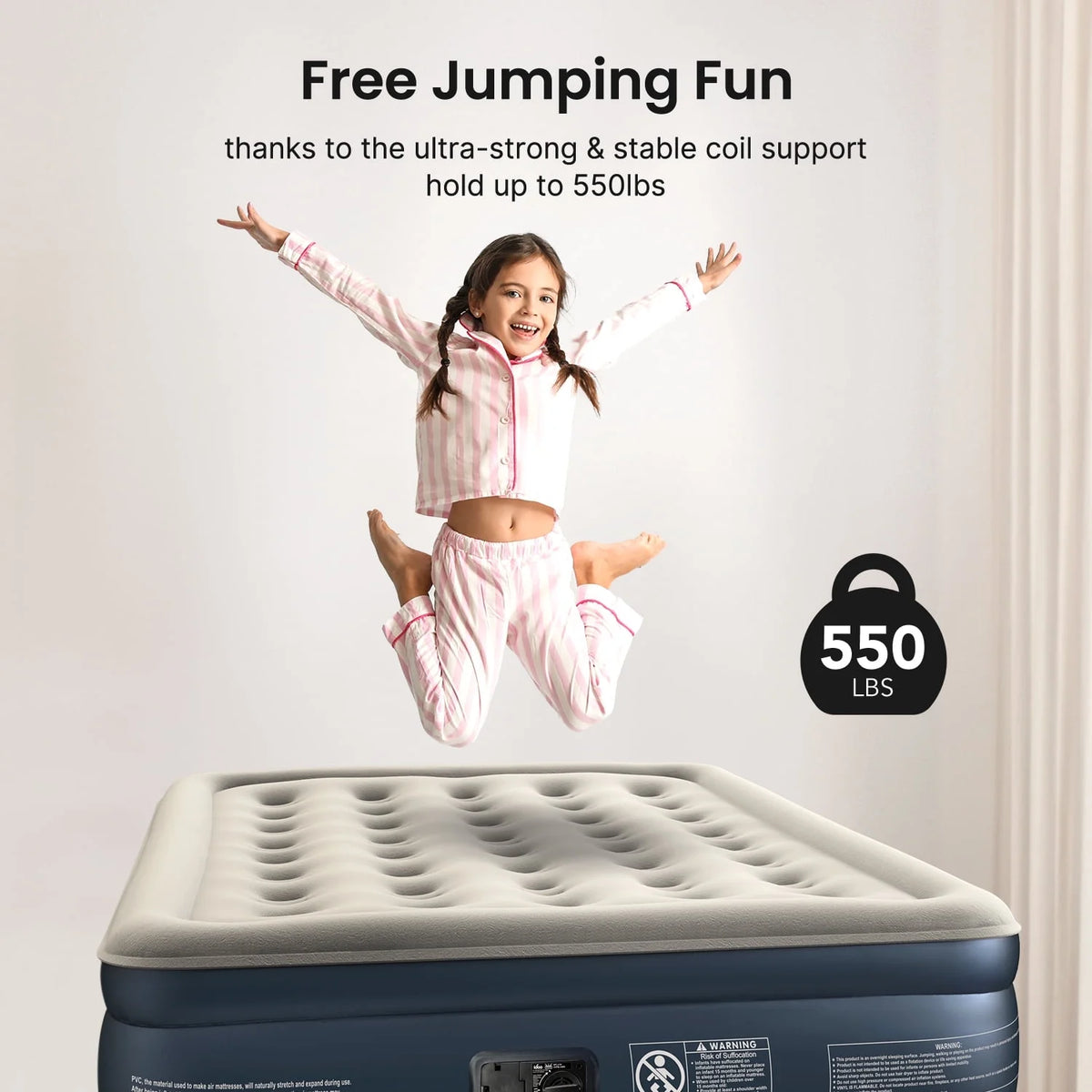 Mattress, Inflatable Airbed with Built-in Pump for Guest Home Camping Travel, 550lb Max, (Twin Size 18")