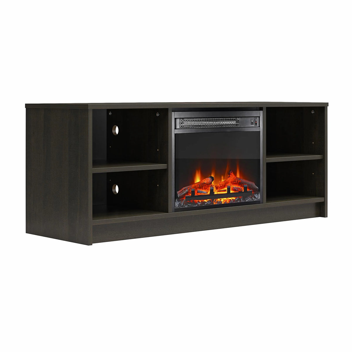 Mainstays Fireplace TV Stand, for TVs up to 55", Black Oak