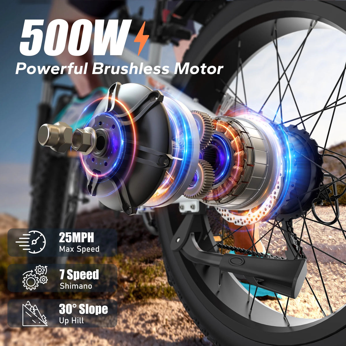 VARUN Electric Bike for Adults, 26" Fat Tire Ebike with Peak 750W 48V 13AH Battery, Electric Mountain Bicycle for Men & Women with 25MPH 50Miles