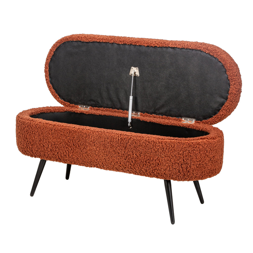Metal and White Boucle Storage Bench Modern Design Style Entryway