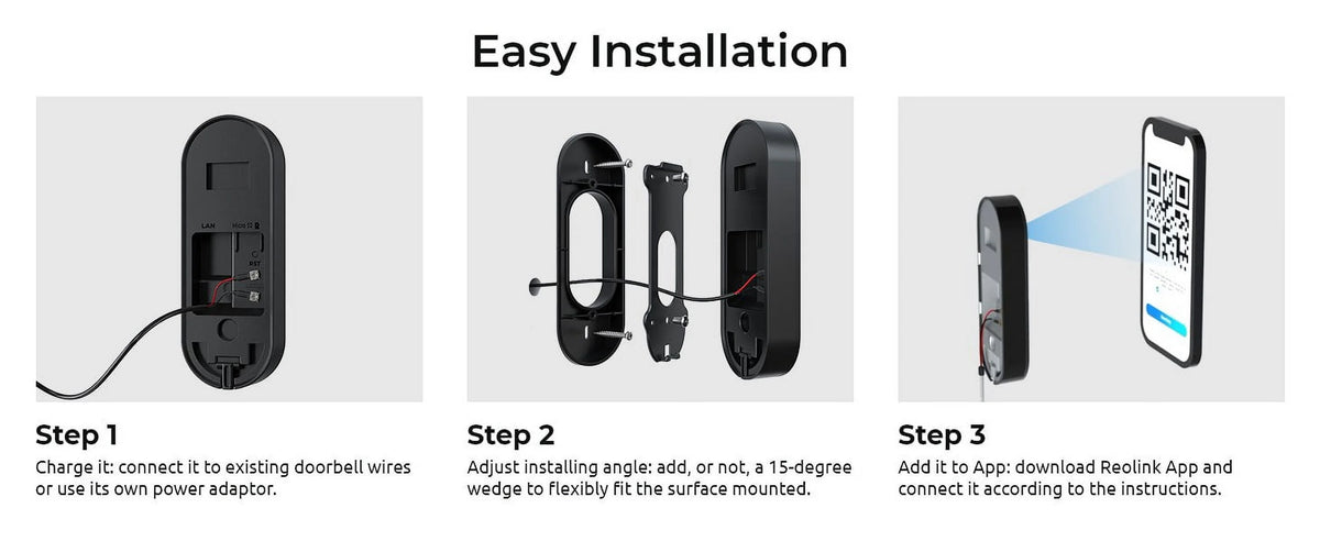 Reolink 2pcs Doorbell Camera 5G/2.4GHz WiFi Chime, 5MP Night Vision, 180 Motion Human Detection, 2 Way Talk, Local Storage Google Assistant
