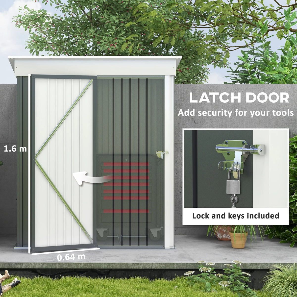 Outsunny Metal Outdoor Storage Shed with Lockable Doors, 3.3' x 3.4', Brown