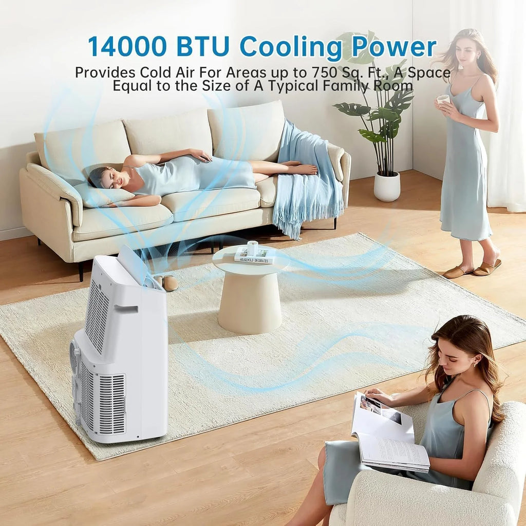 GAOMON 14000BTU Portable Air Conditioners Cool up to 750 Sq Ft, 3 in 1 Portable AC Units for Rooms with Fan & Dehumidifier, Remote Control, Sleep Mode, 24H Timer, Window Vent Kit,White