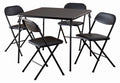 COSCO 5-Piece Folding Set with Card Table and 4 Vinyl Padded Chairs, Black