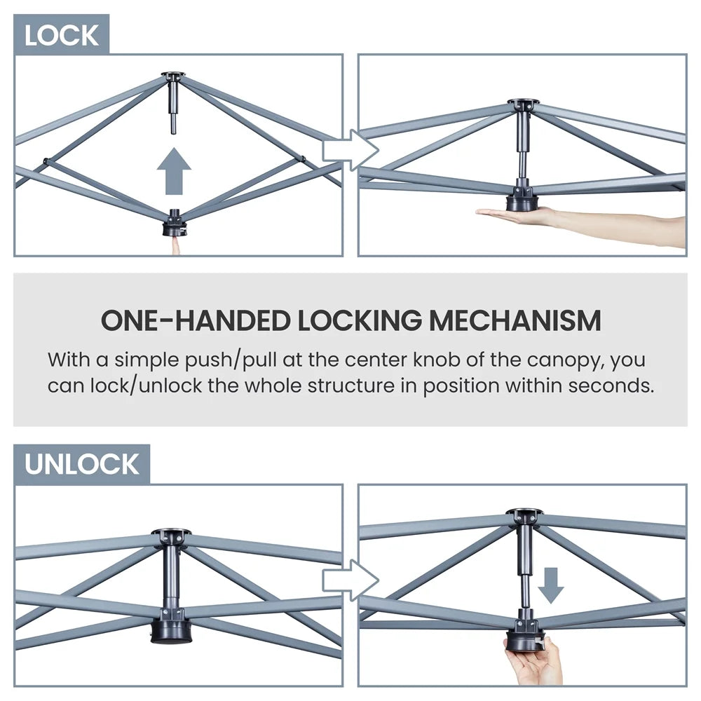 Renwick 10x10 Ft Instant Pop Up Canopy with One Push To Lock Setup Mechanism, Blue