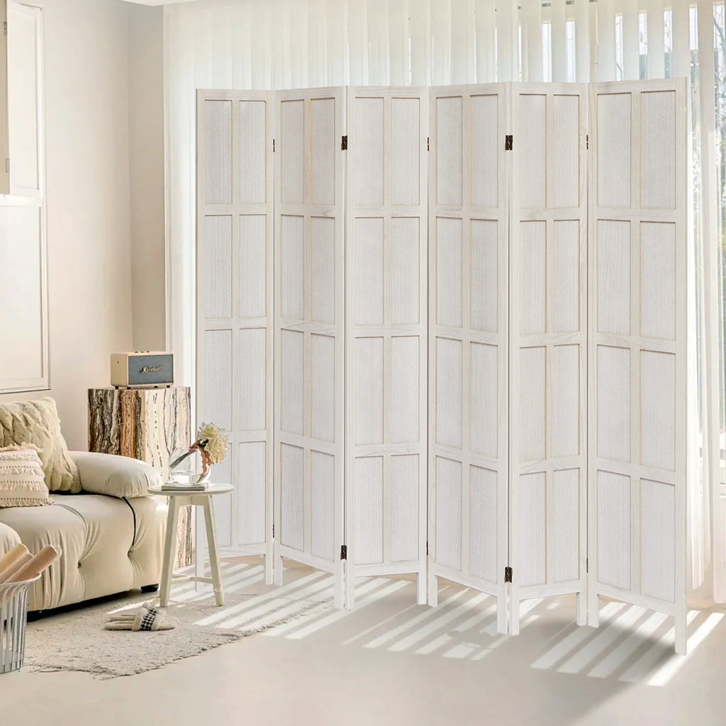 Aletheiawu 4 Panel Room Divider Wall and Folding Privacy Screens No Installation Required White