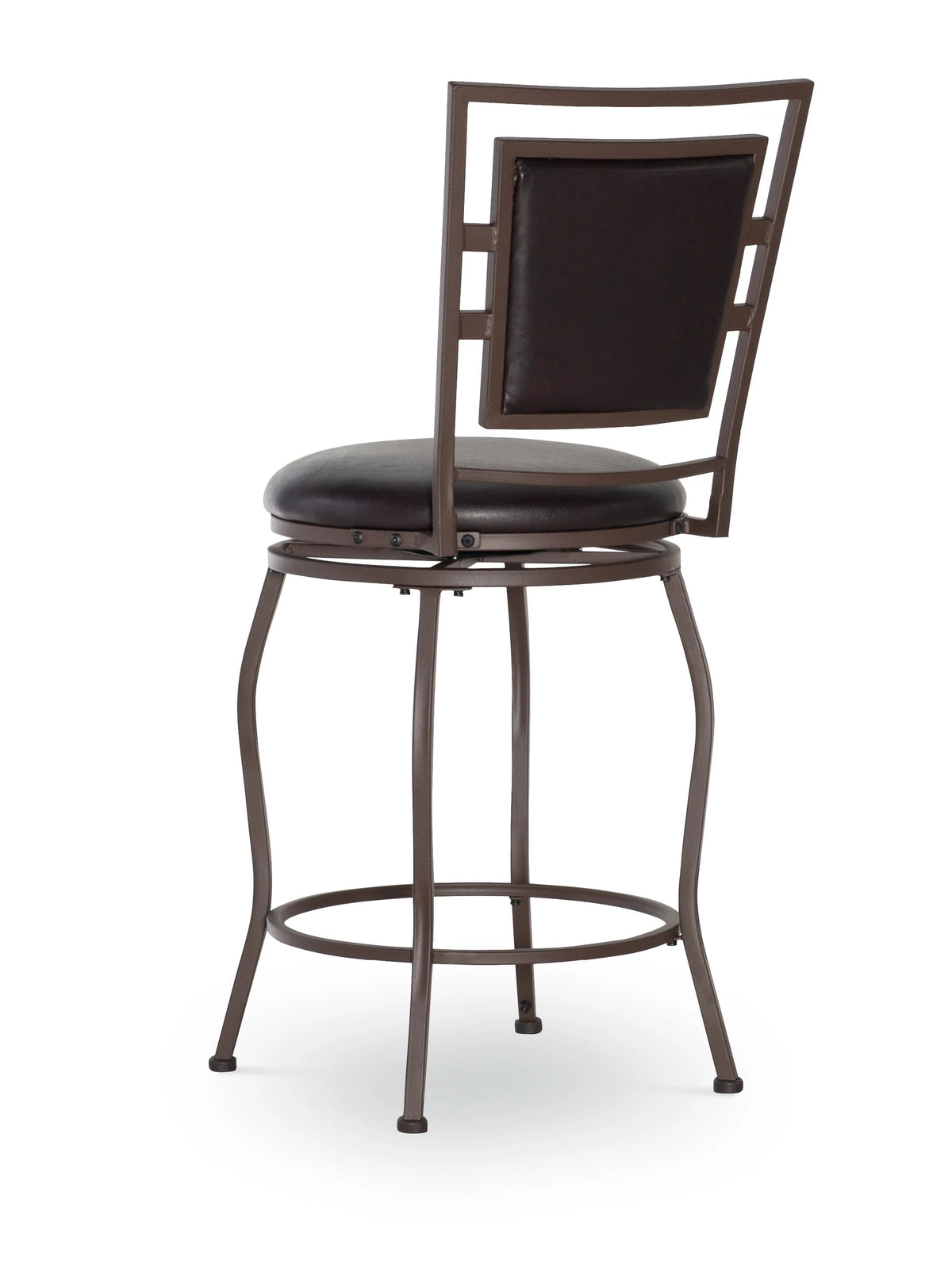 Linon Nora 3-Piece Swivel Bar Stool Set, 24"-30" Adjustable Seat Height, Dark Brown Finish with Dark Brown Vinyl Fabric