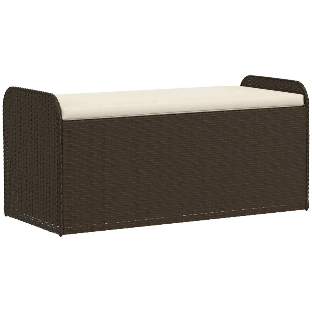 vidaXL Storage Bench with Cushion Outdoor Garden Seat Furniture Poly Rattan