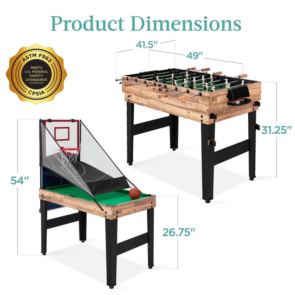 Best Choice Products 13-in-1 Combo Game Table Set w/ Ping Pong, Foosball, Basketball, Hockey, Archery - Natural