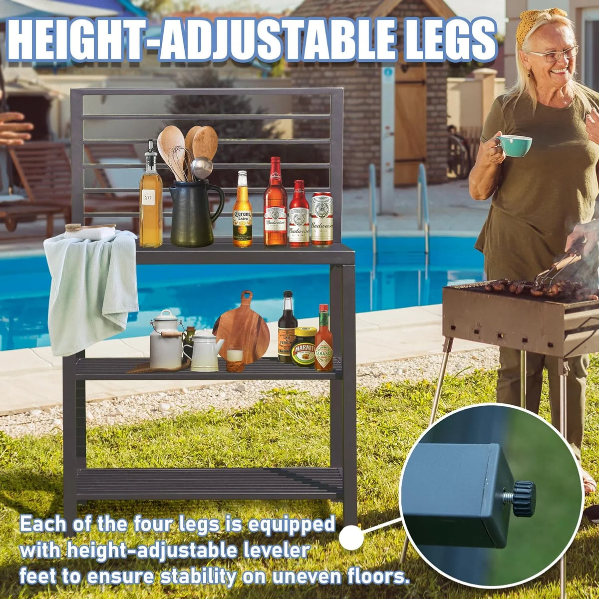 Domi Outdoor Kitchen Series 5-Piece Modular Outdoor Kitchen, Aluminum Storage Islands Sink Table, Corner Bar Cabinet Grill Storage Cabinet with Protective Cover, Outdoor Kitchen for Deck, Patio, Backy
