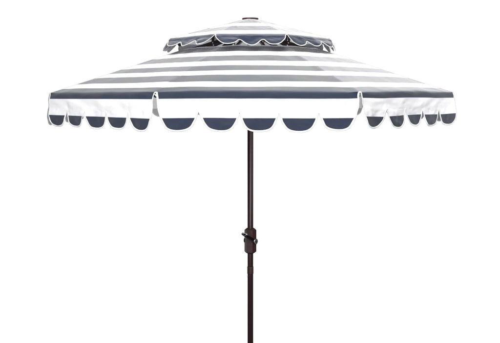 Safavieh Vienna 9' Market Crank Double Top Patio Umbrella, Grey/White