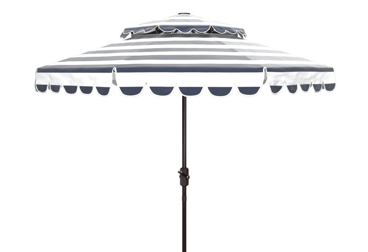 Safavieh Vienna 9' Market Crank Double Top Patio Umbrella, Grey/White