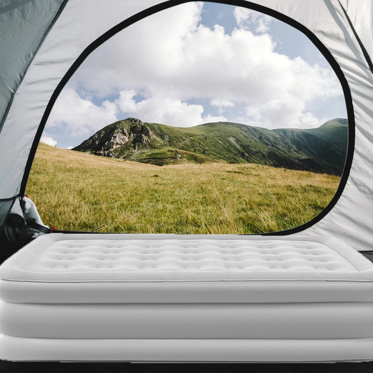 AJONALAA 18in Queen Air Mattress with Headboard, Inflatable Mattress Airbed for Camping
