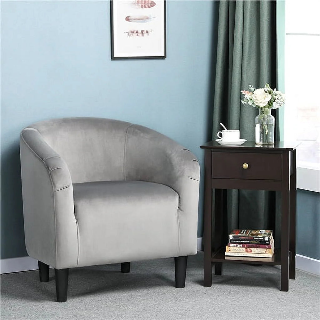 Alden Design Upholstered Barrel Accent Chair for Livingroom, Yellow Velvet