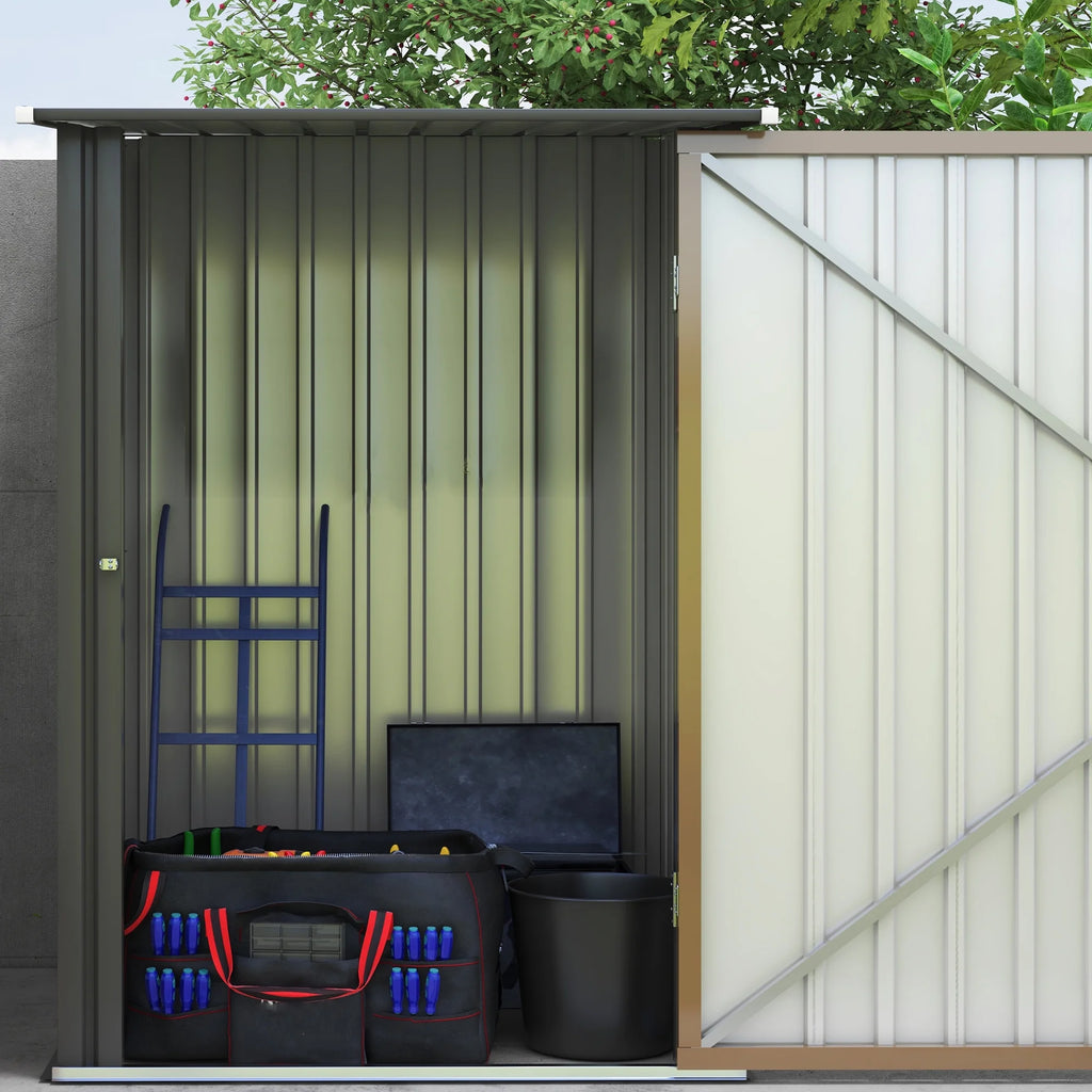Outsunny 4.6' x 9' Metal Outdoor Storage Shed, Garden Utility Tool House with Double Lockable Doors for Backyard, Patio, Lawn, Garage, White