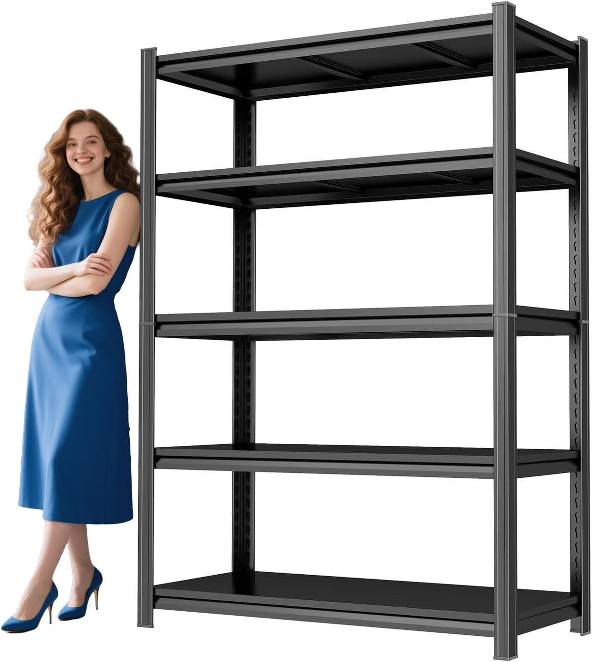 Garage Shelving 3500LBS Storage Shelves 5-Tier Adjustable Metal Shelving Units Garage Storage Shelves Heavy Duty for Industrial, Warehouse, Basement, Commercial, Black