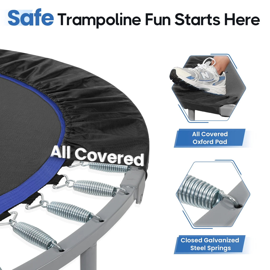BCAN 40" Foldable Trampoline, Fitness Rebounder with Adjustable Foam Handle, Exercise Trampoline for Adults/kids Indoor/Garden Workout Max Load 330lbs